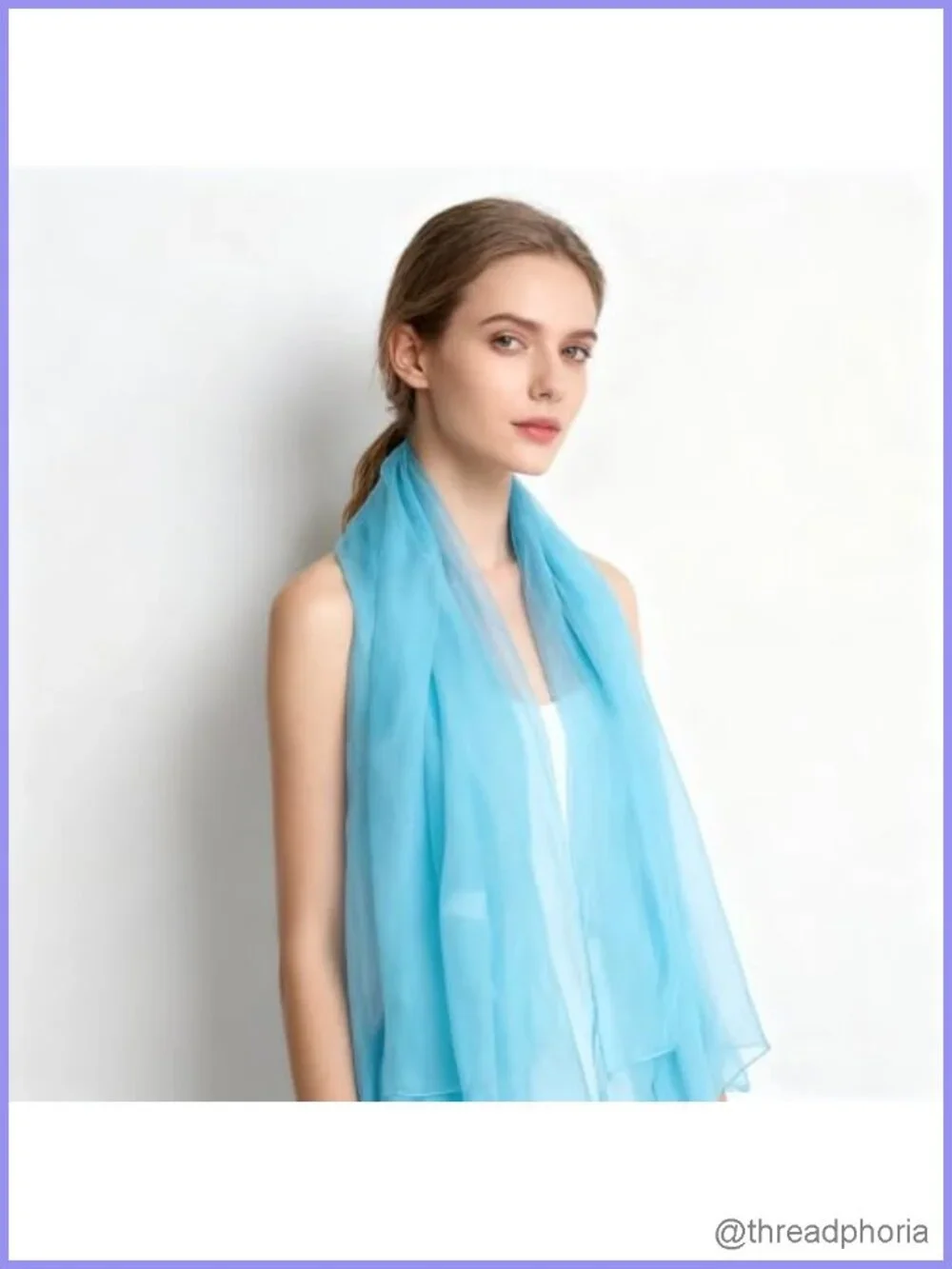 Silk Feeling Long Scarf Wrap Lightweight Shawl for Women Solid